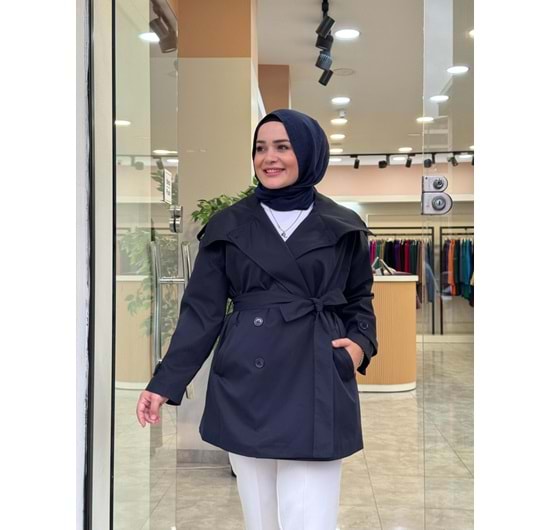 KISA TRENCH - LACİVERT - STD