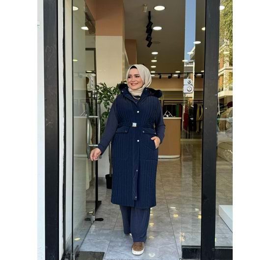 KAPÜŞONLU YELEK - LACİVERT - 38
