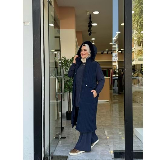 KAPÜŞONLU YELEK - LACİVERT - 38