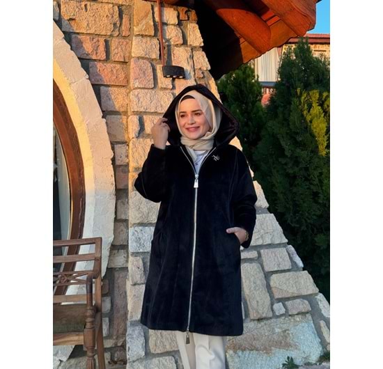 ANGORA PALTO - SİYAH - 1
