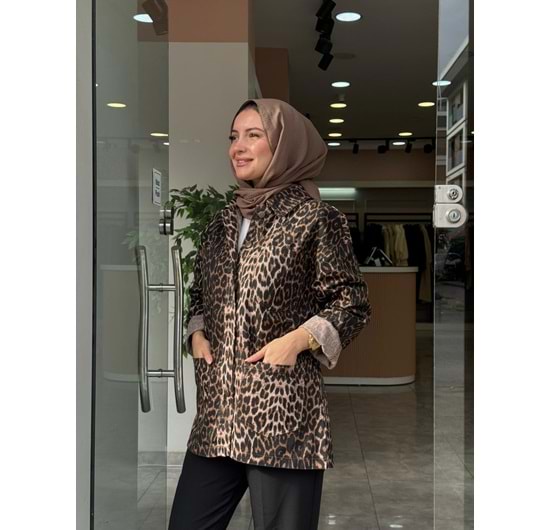 LEOPAR CEKET - KAHVERENGİ - S-M