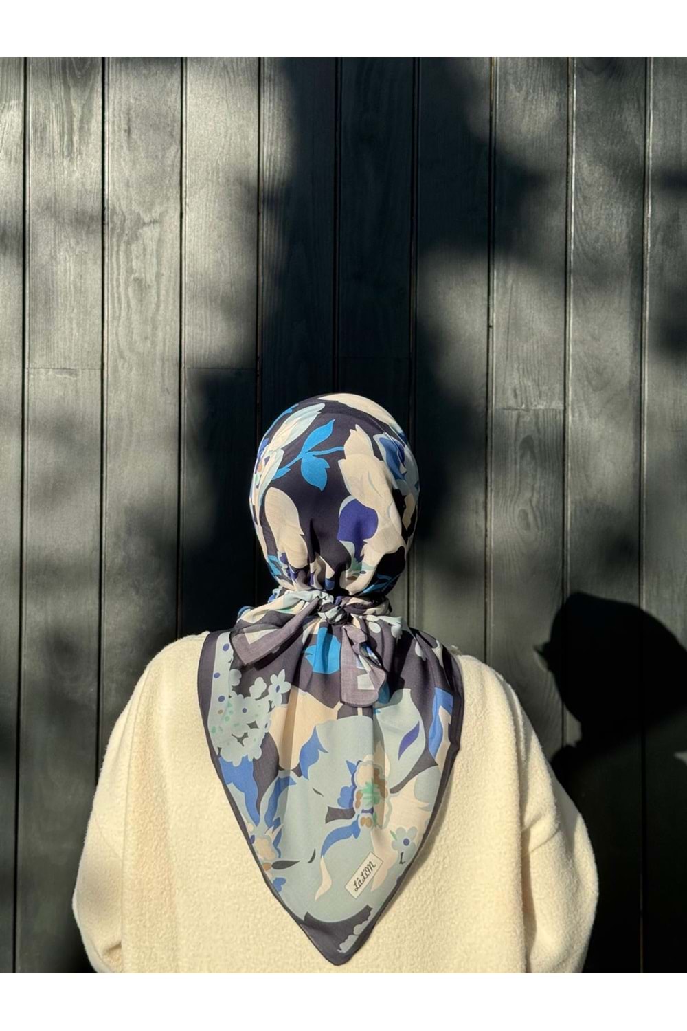 ÇİÇEK EŞARP - LACİVERT - STD