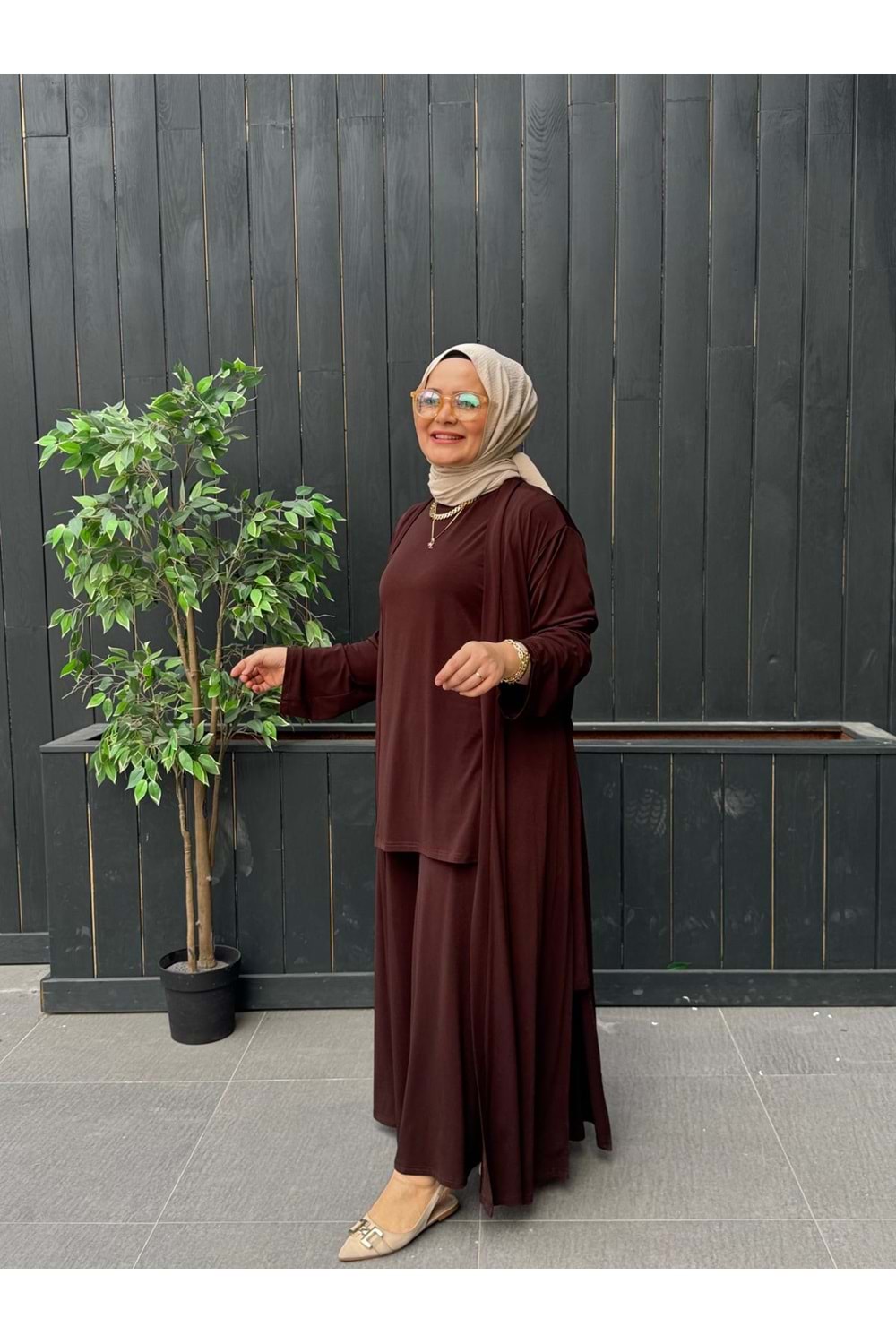 SÜMEYYE ÜÇLÜ TAKIM - KAHVERENGİ - 2